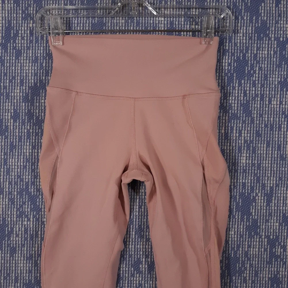 Alo Yoga Leggings Womens Size XS Pink Mesh Leg Fitted Athletic